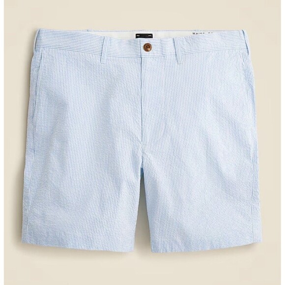 J.CREW 7" Stretch Seersucker Short Size 42 Blue White NEW Preppy Coastal BE493 - Picture 1 of 10